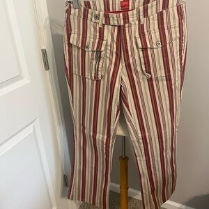 Esprit Tan/Red Wide Leg Pants Sz 7/8 EUC
